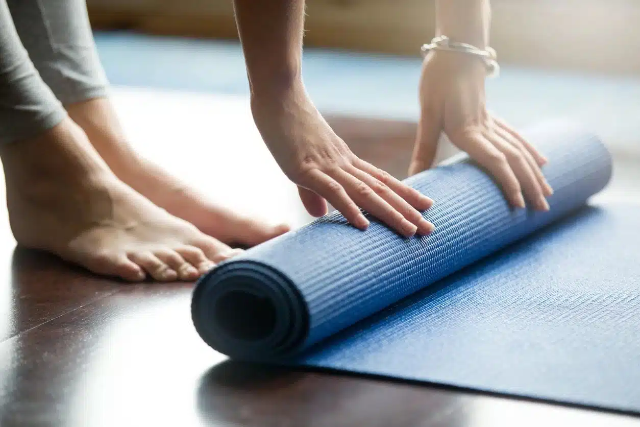 woman doing yoga self-care